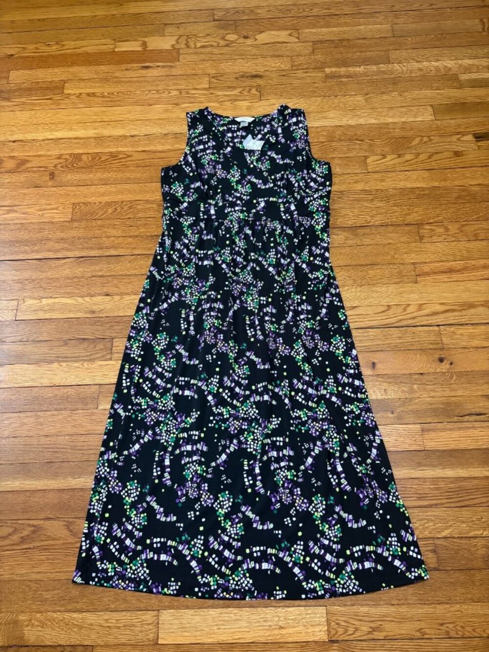 Cj Banks Womens Sleeveless Dres Plus 14W Black Surplice Midi Stretch NWT $60